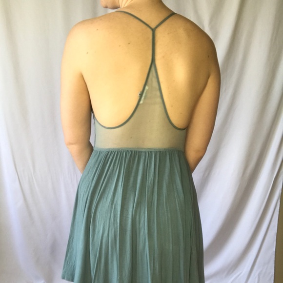 Teal Lightweight Dress with Mesh - Picture 6 of 7